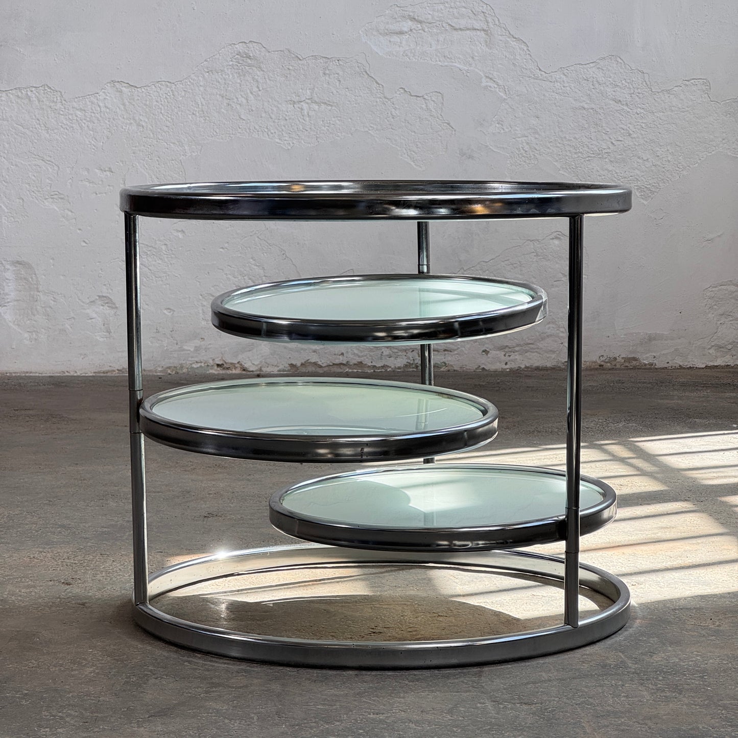 Milo Baughman Style Chrome and Glass Coffee Table, 1990