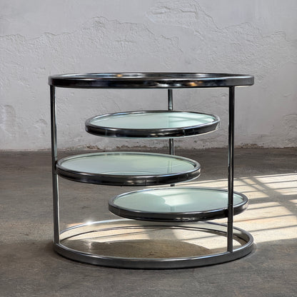 Milo Baughman Style Chrome and Glass Coffee Table, 1990