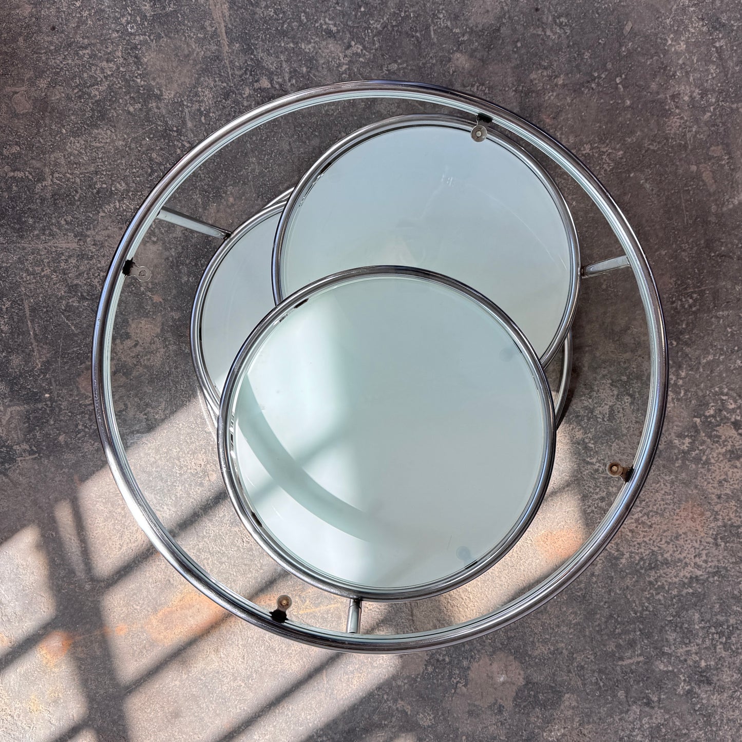 Milo Baughman Style Chrome and Glass Coffee Table, 1990