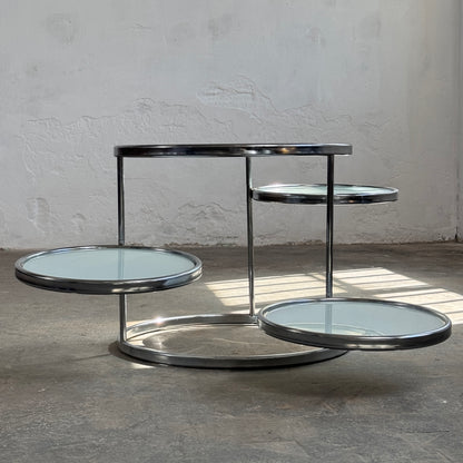 Milo Baughman Style Chrome and Glass Coffee Table, 1990