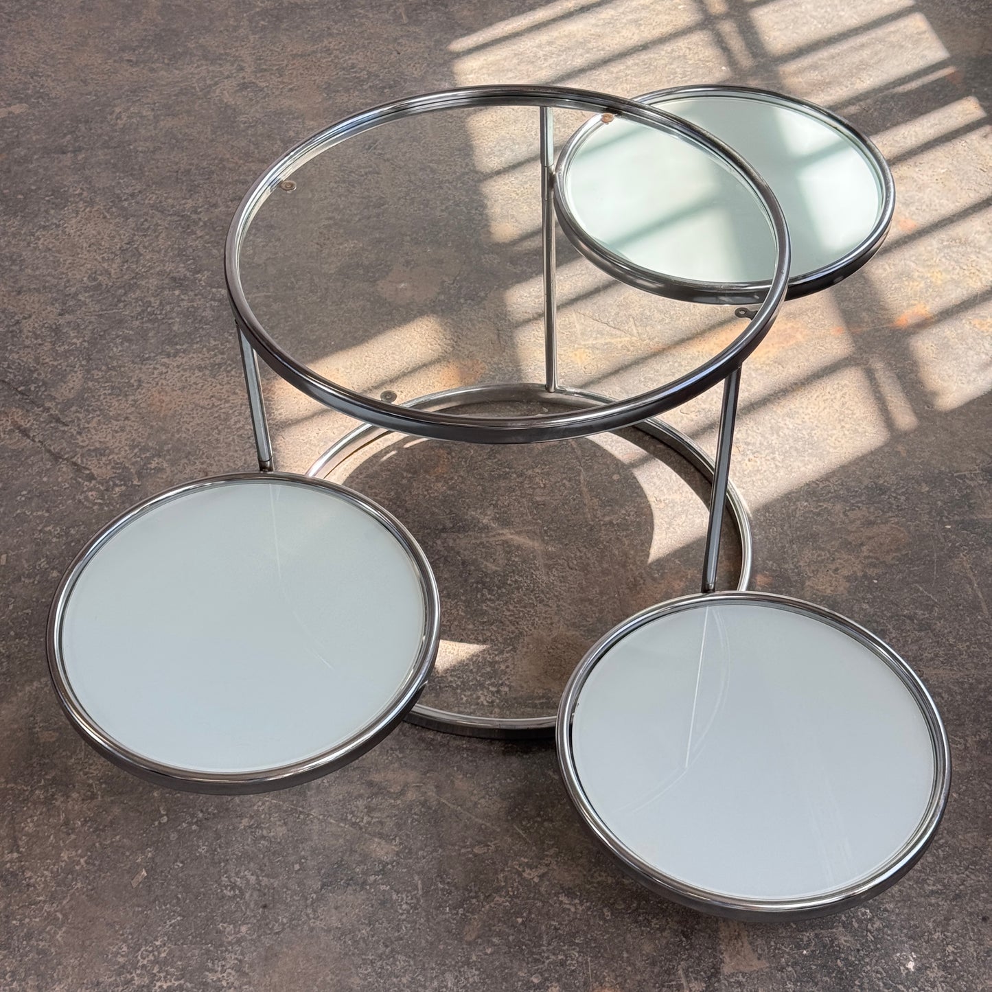 Milo Baughman Style Chrome and Glass Coffee Table, 1990