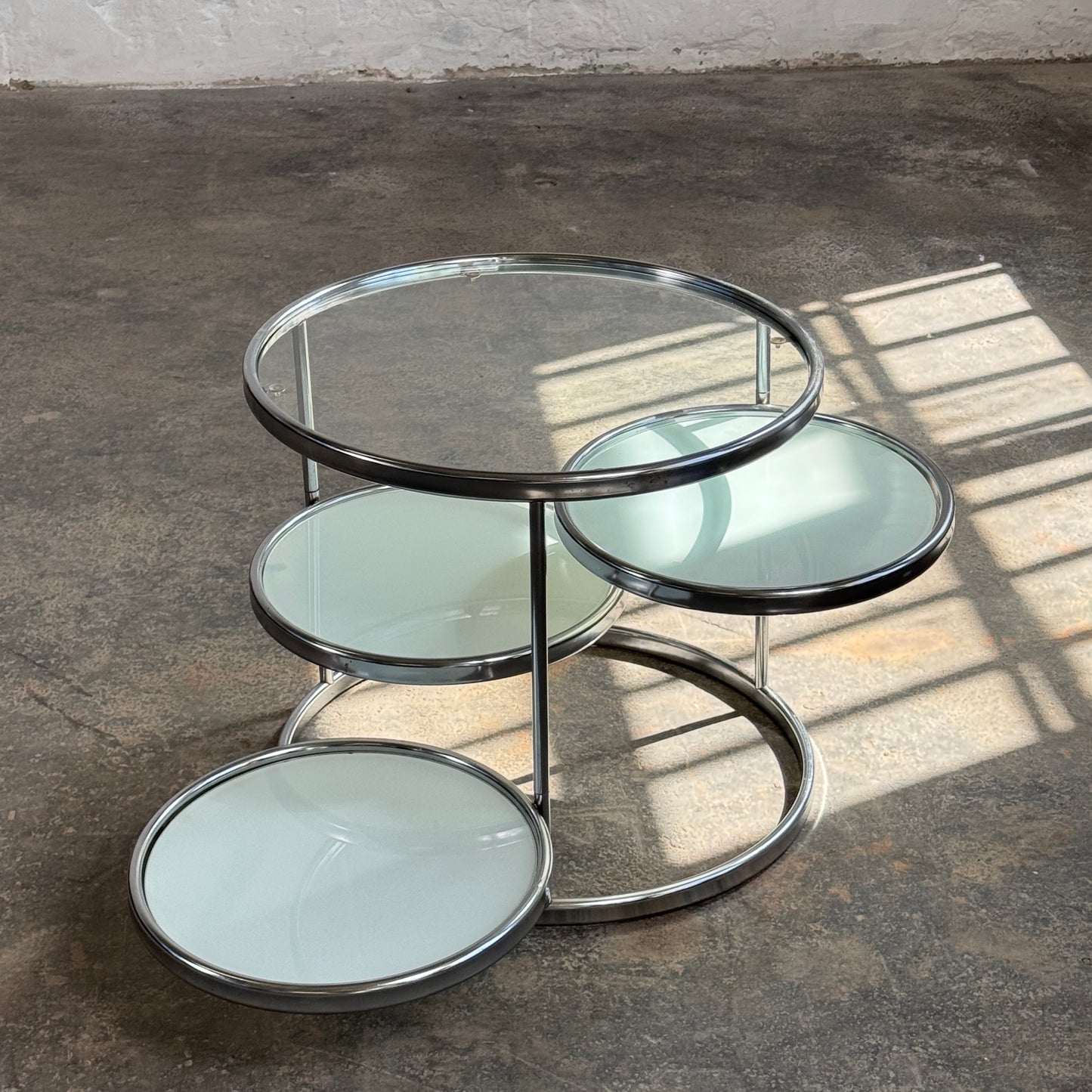 Milo Baughman Style Chrome and Glass Coffee Table, 1990