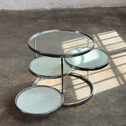 Milo Baughman Style Chrome and Glass Coffee Table, 1990