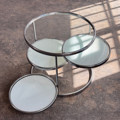 Milo Baughman Style Chrome and Glass Coffee Table, 1990