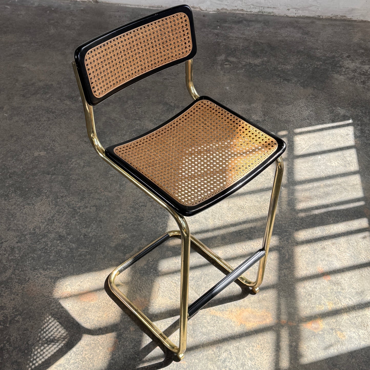 Marcel Breuer "Cesca" Style Brass-Tone Barstool, 1980