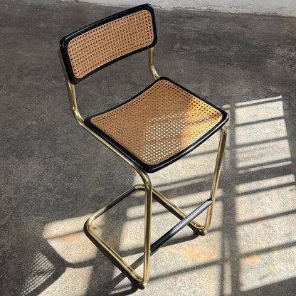 Marcel Breuer "Cesca" Style Brass-Tone Barstool, 1980