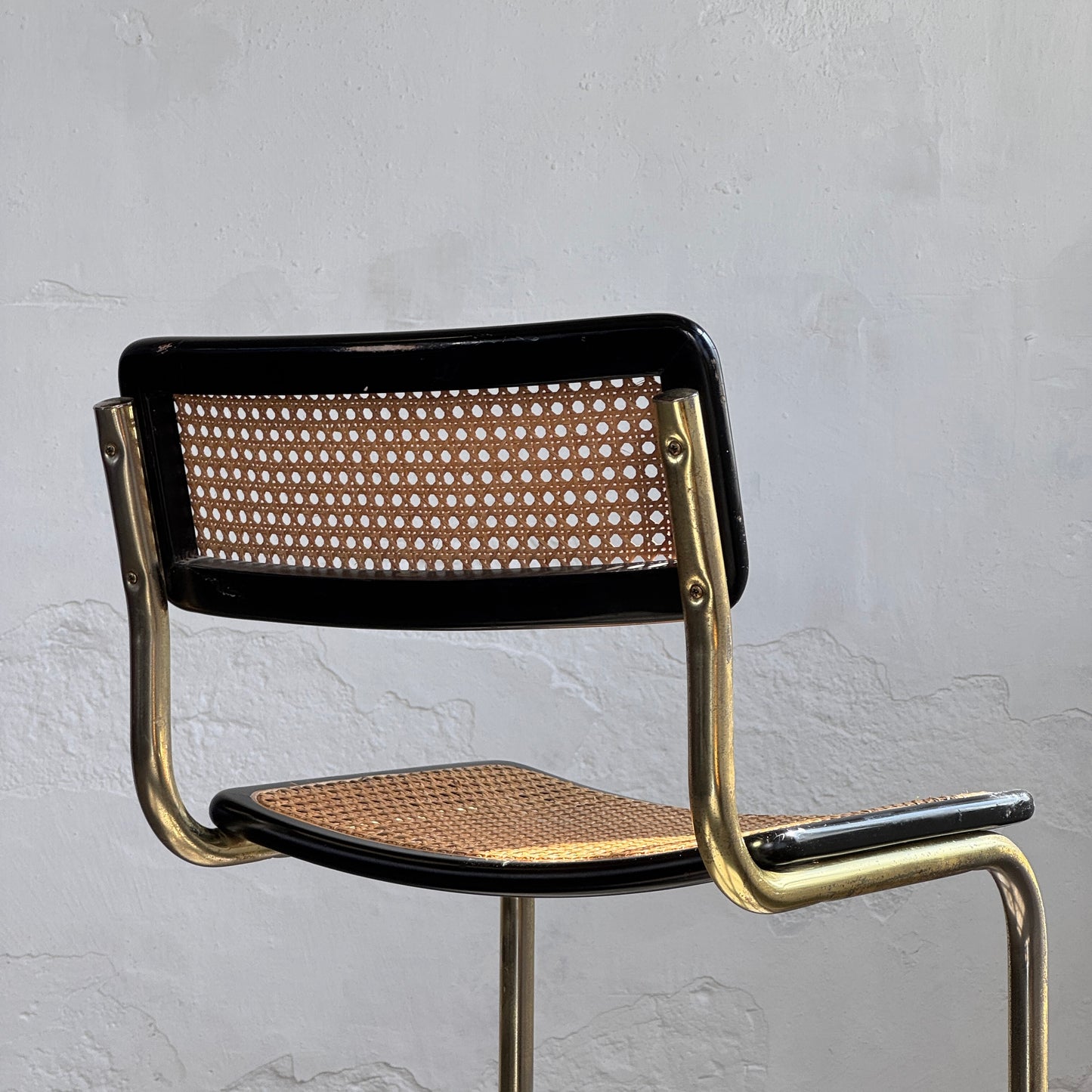 Marcel Breuer "Cesca" Style Brass-Tone Barstool, 1980