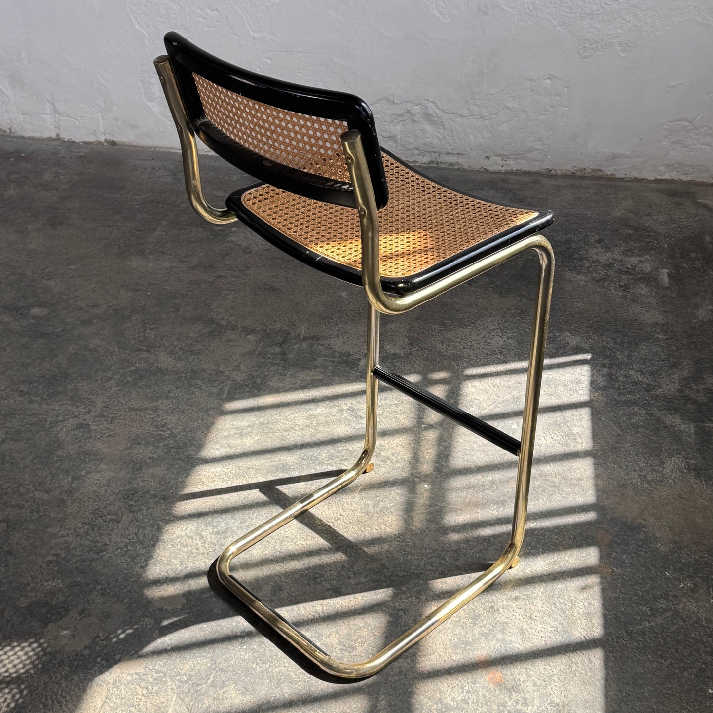 Marcel Breuer "Cesca" Style Brass-Tone Barstool, 1980