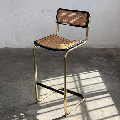 Marcel Breuer "Cesca" Style Brass-Tone Barstool, 1980