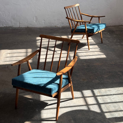 Pair of Fully Refurbished Czechoslovakian TON Lounge Chairs, 1960