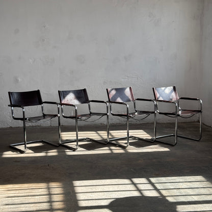 Set of 4 MG5 Leather Chairs by Matteo Grassi, 1970