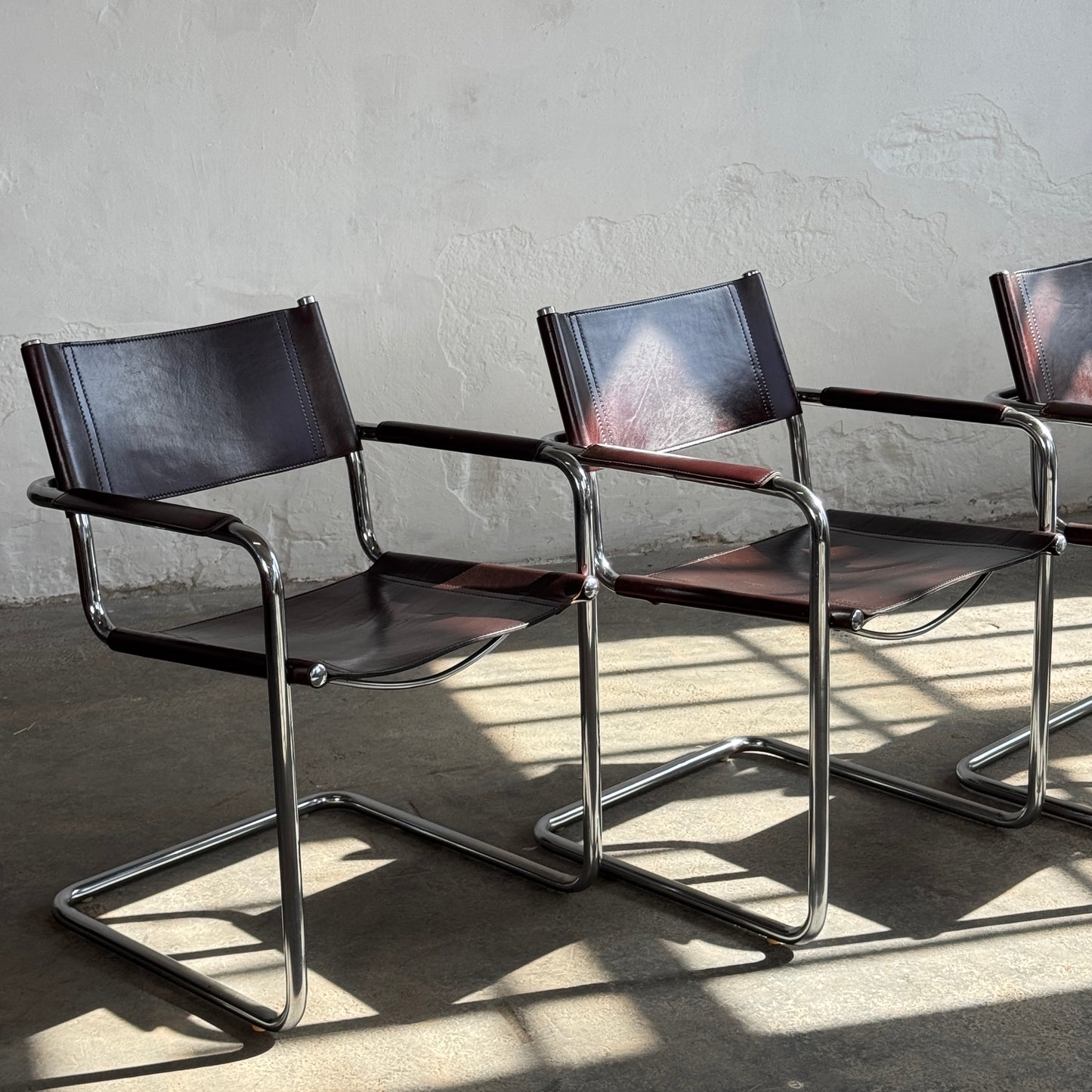 Set of 4 MG5 Leather Chairs by Matteo Grassi, 1970