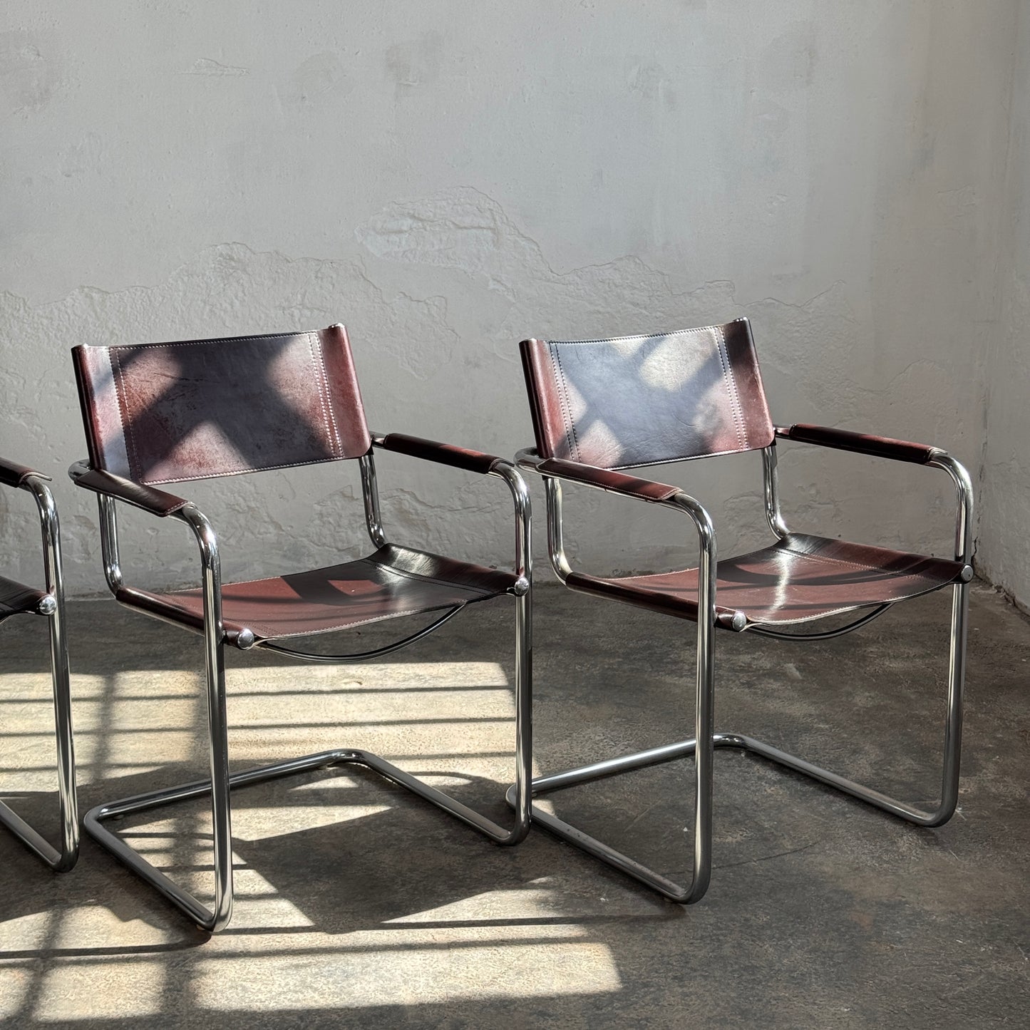 Set of 4 MG5 Leather Chairs by Matteo Grassi, 1970