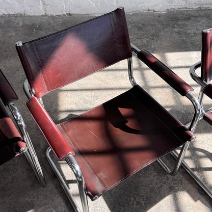 Set of 4 MG5 Leather Chairs by Matteo Grassi, 1970
