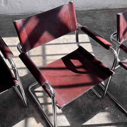 Set of 4 MG5 Leather Chairs by Matteo Grassi, 1970