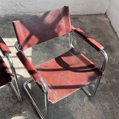 Set of 4 MG5 Leather Chairs by Matteo Grassi, 1970