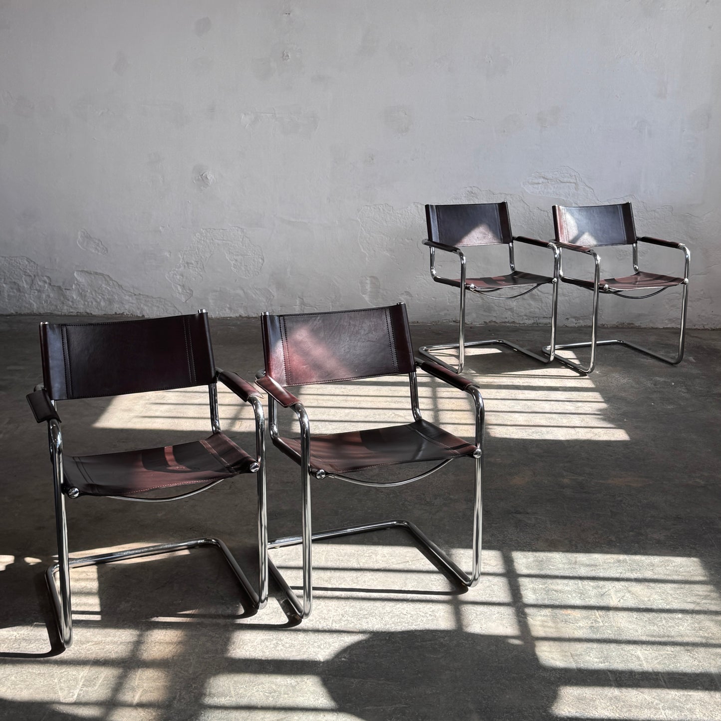 Set of 4 MG5 Leather Chairs by Matteo Grassi, 1970