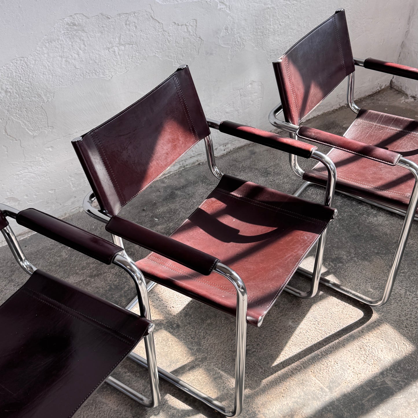 Set of 4 MG5 Leather Chairs by Matteo Grassi, 1970
