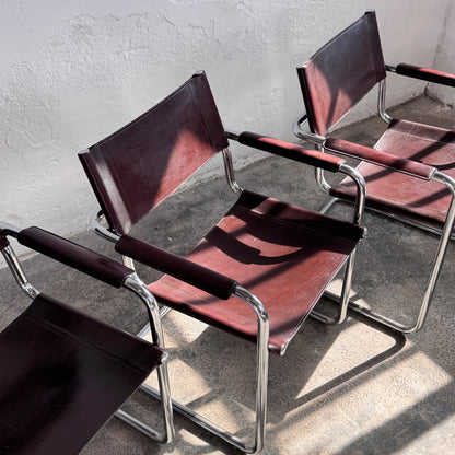 Set of 4 MG5 Leather Chairs by Matteo Grassi, 1970