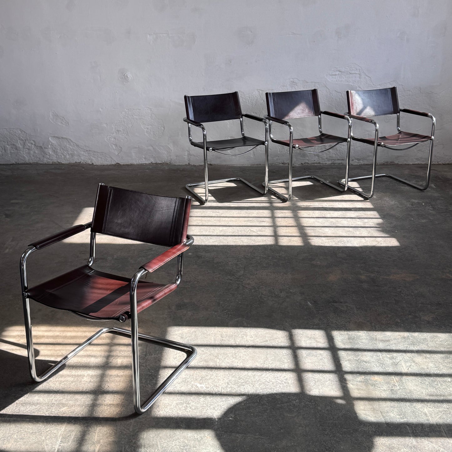 Set of 4 MG5 Leather Chairs by Matteo Grassi, 1970