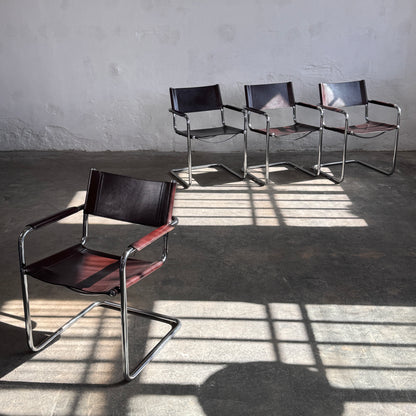 Set of 4 MG5 Leather Chairs by Matteo Grassi, 1970