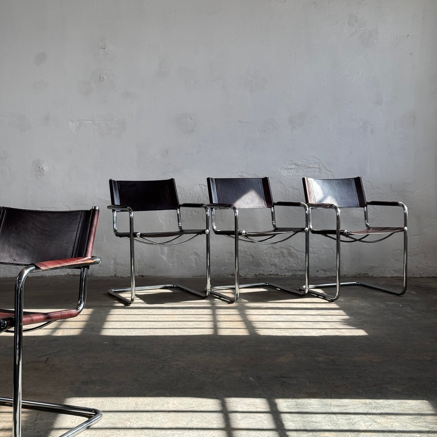 Set of 4 MG5 Leather Chairs by Matteo Grassi, 1970