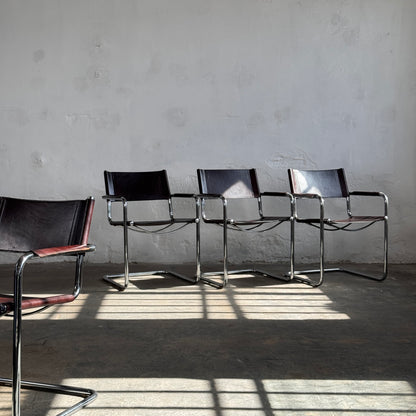 Set of 4 MG5 Leather Chairs by Matteo Grassi, 1970
