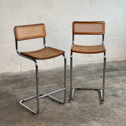Pair of Marcel Breuer "Cesca" Style Cantilever Barstool, 1980