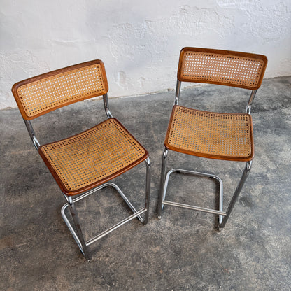 Pair of Marcel Breuer "Cesca" Style Cantilever Barstool, 1980