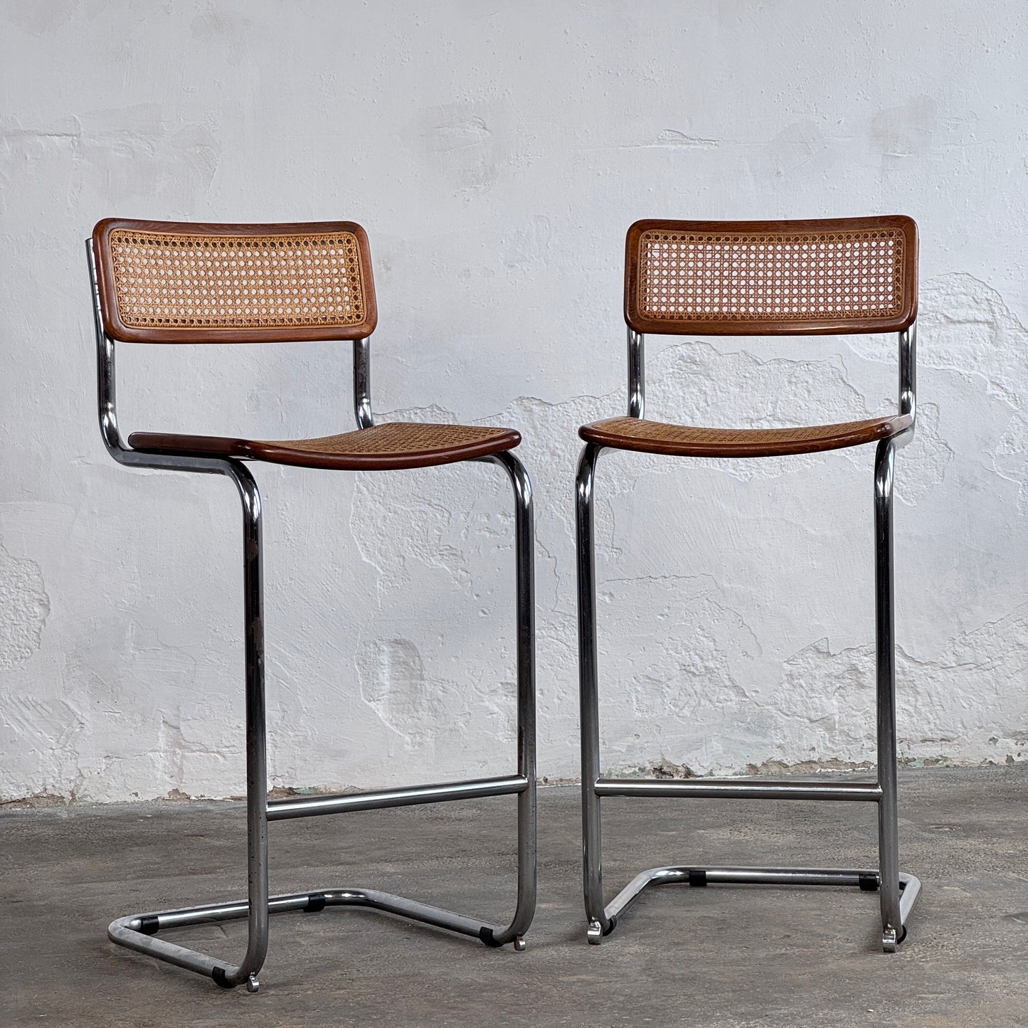Pair of Marcel Breuer "Cesca" Style Cantilever Barstool, 1980