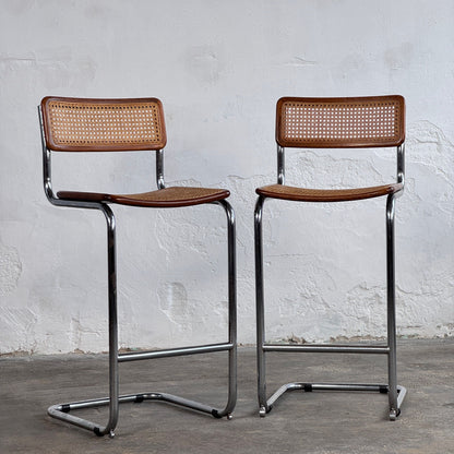 Pair of Marcel Breuer "Cesca" Style Cantilever Barstool, 1980