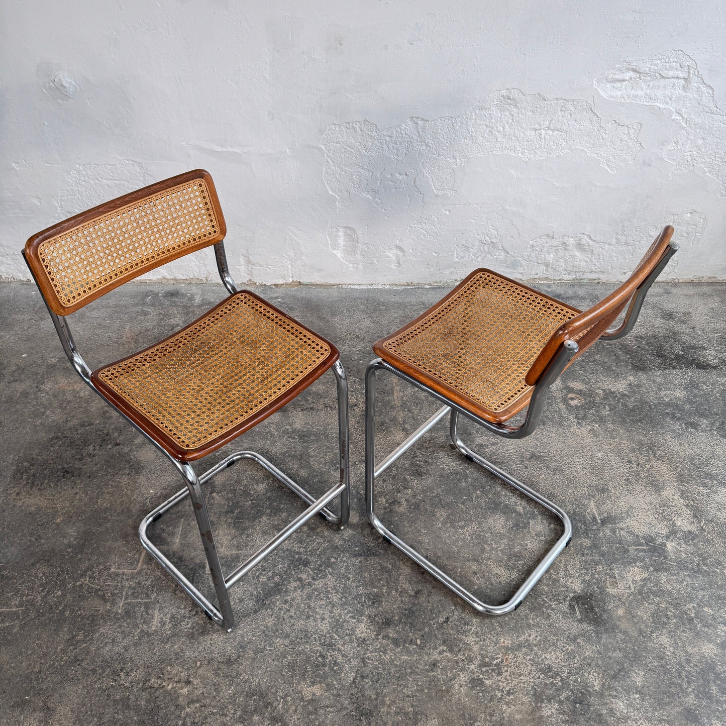 Pair of Marcel Breuer "Cesca" Style Cantilever Barstool, 1980