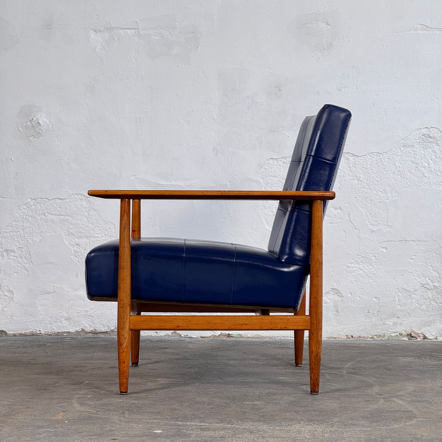 Pair of Hungarian Blue Faux Leather Armchairs, 1960