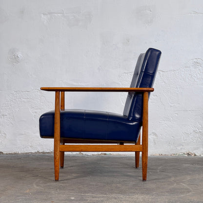 Pair of Hungarian Blue Faux Leather Armchairs, 1960