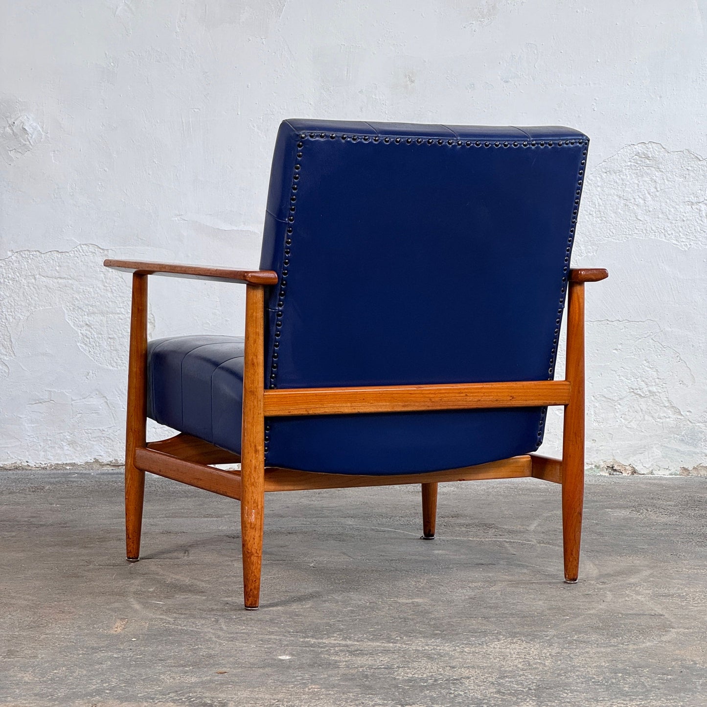 Pair of Hungarian Blue Faux Leather Armchairs, 1960
