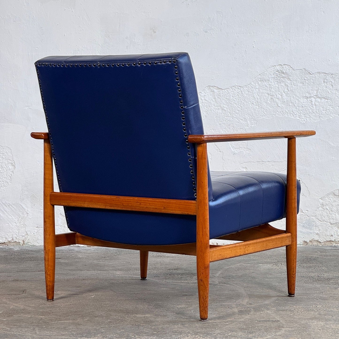 Pair of Hungarian Blue Faux Leather Armchairs, 1960