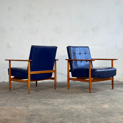 Pair of Hungarian Blue Faux Leather Armchairs, 1960