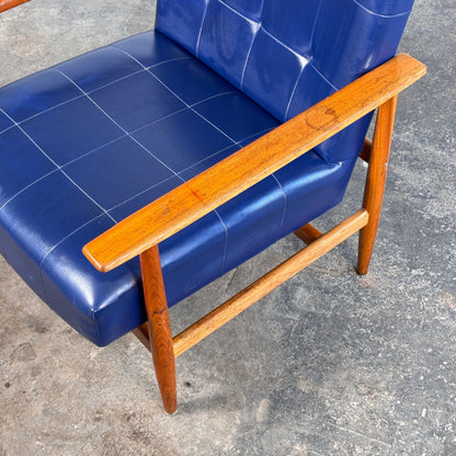 Pair of Hungarian Blue Faux Leather Armchairs, 1960