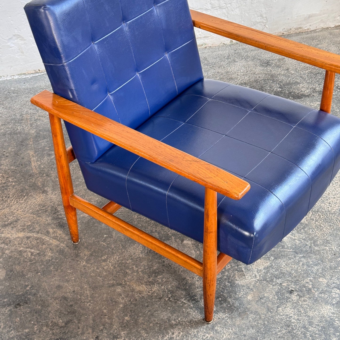 Pair of Hungarian Blue Faux Leather Armchairs, 1960