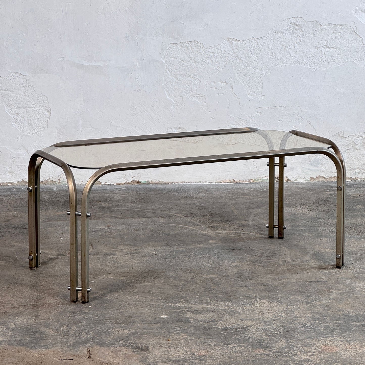 Steel and Glass Mid-Century Coffee Table, 1970