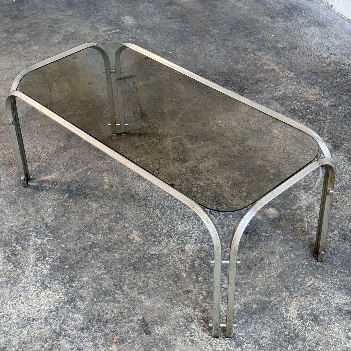Steel and Glass Mid-Century Coffee Table, 1970