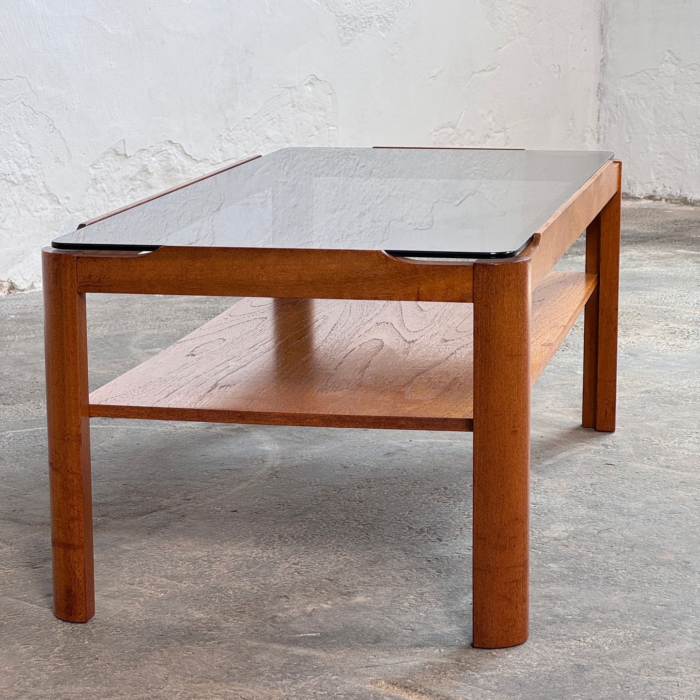 Mid-Century Modern Myers Teak and Smoked Glass Coffee Table, 1960