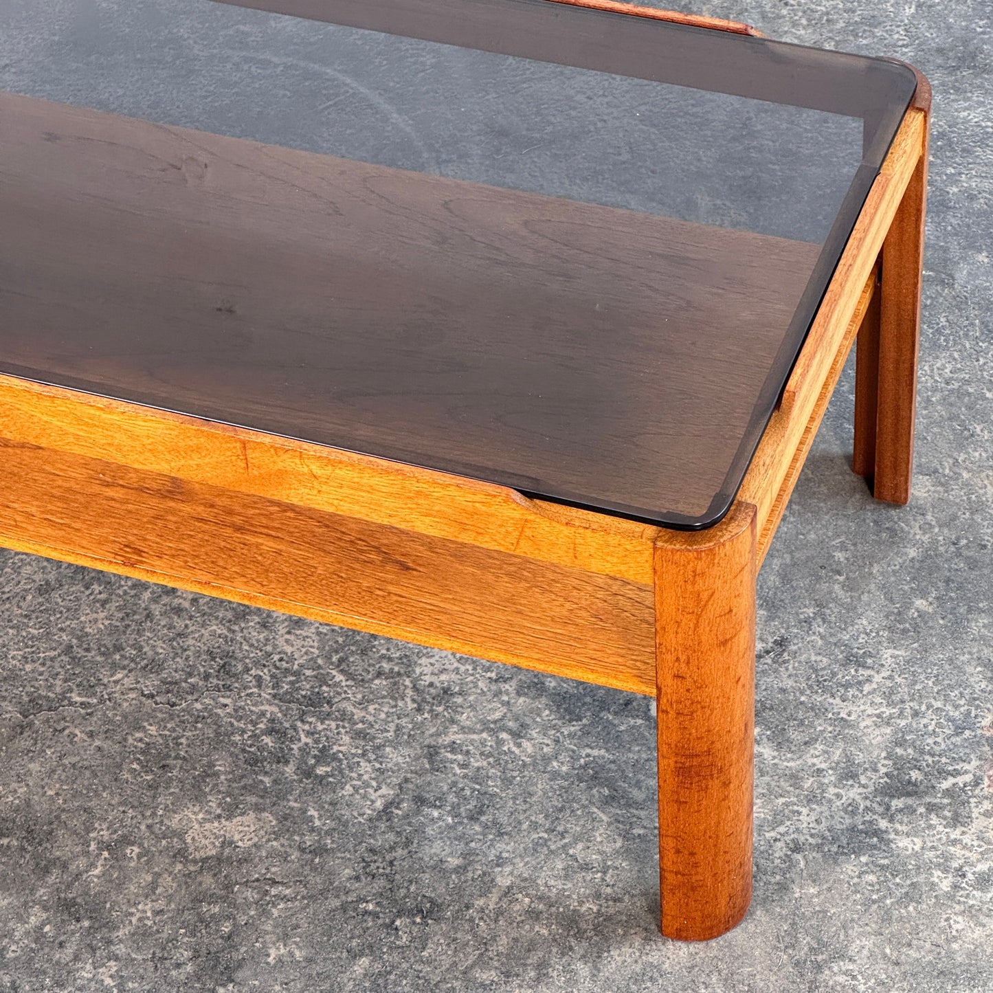 Mid-Century Modern Myers Teak and Smoked Glass Coffee Table, 1960