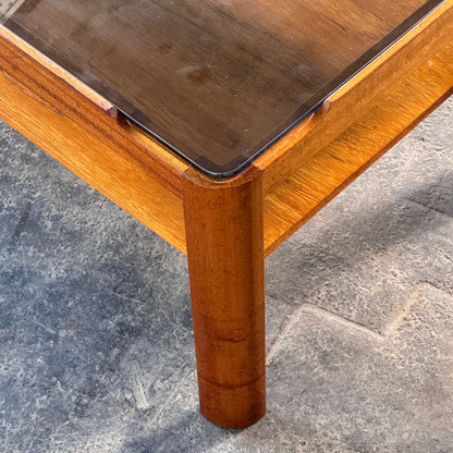 Mid-Century Modern Myers Teak and Smoked Glass Coffee Table, 1960