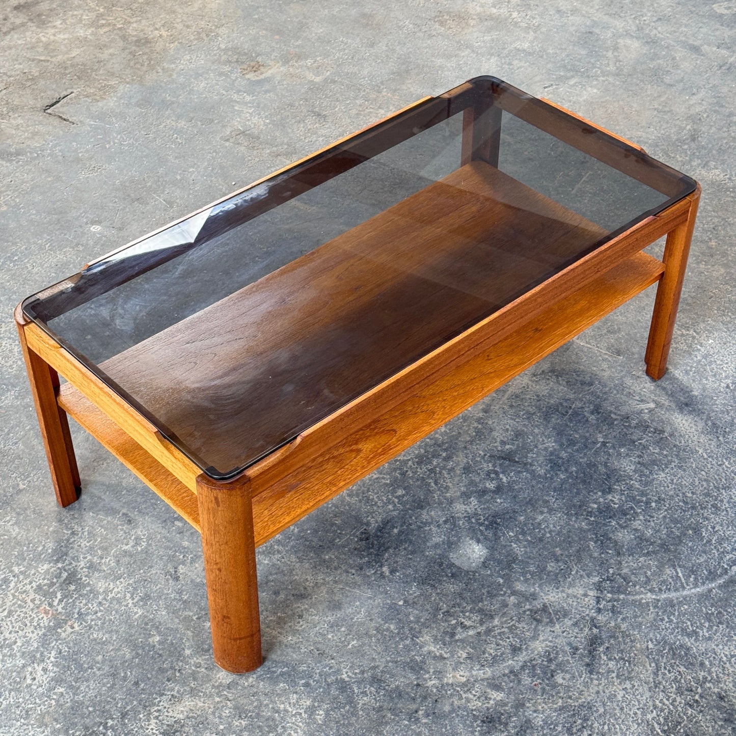 Mid-Century Modern Myers Teak and Smoked Glass Coffee Table, 1960