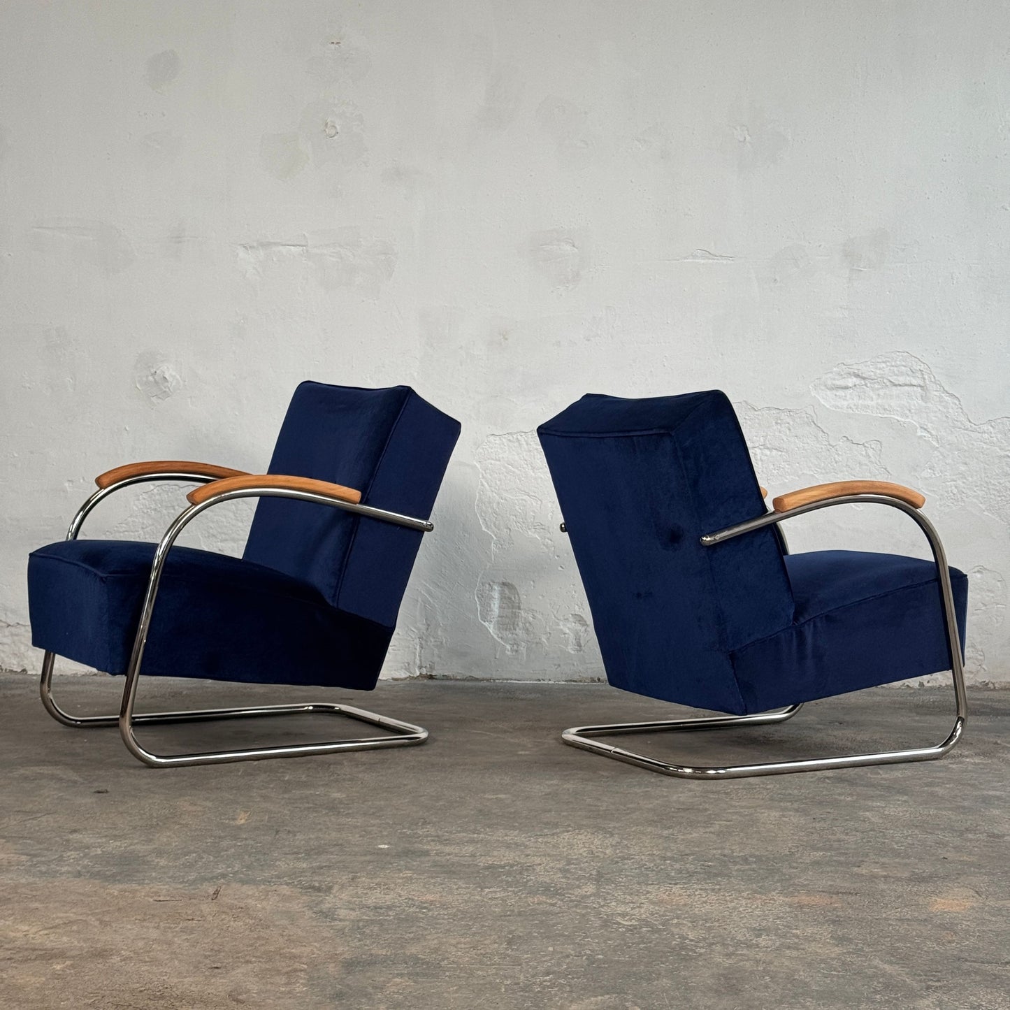Pair of Tubular Steel Bauhaus Chairs by Anton Lorenz for Mucke Melder, 1930