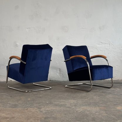 Pair of Tubular Steel Bauhaus Chairs by Anton Lorenz for Mucke Melder, 1930