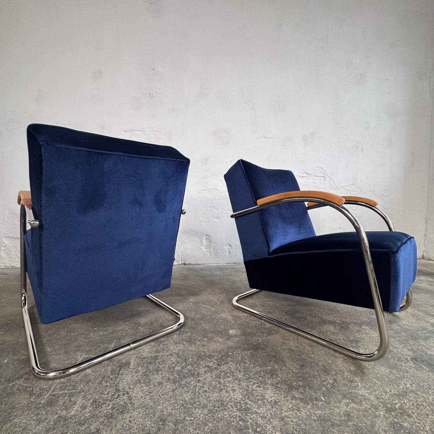 Pair of Tubular Steel Bauhaus Chairs by Anton Lorenz for Mucke Melder, 1930