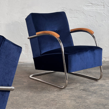 Pair of Tubular Steel Bauhaus Chairs by Anton Lorenz for Mucke Melder, 1930