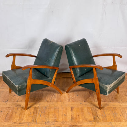 pair of Yugoslavian mid-century leather armchair 1960s